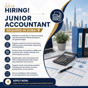 Junior Accountant Required in Dubai
