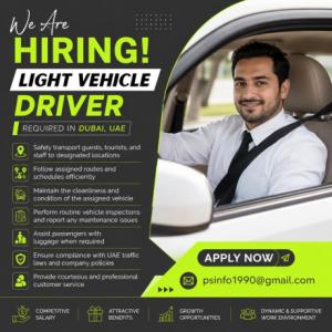 Light Vehicle Driver Required in Dubai