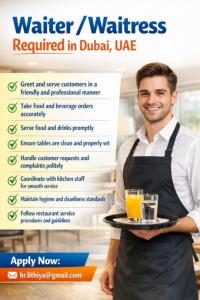 Waiter/Waitress Required in Dubai