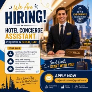 Hotel Concierge Assistant Required in Dubai