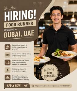 Food Runner Required in Dubai