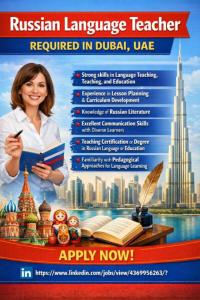 Russian language teacher required in Dubai