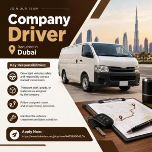 Company Driver Required in Dubai