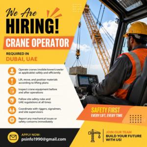 Crane Operator Required in Dubai