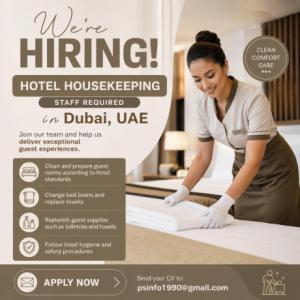 Hotel Housekeeping Staff Required in Dubai