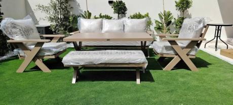 Sofa set aluminium beige outdoor furniture garden
