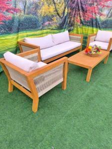 Outdoor wooden 5 seater garden sofa