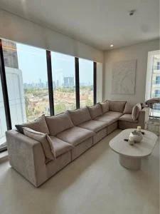 Customised luxury L shaped velvet sofa