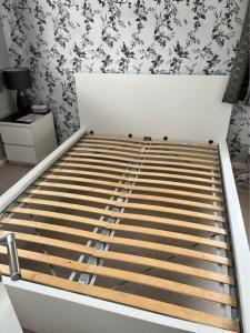 ikea White Malm bed with high quality ikea mattress.
