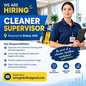 Cleaner Supervisor Required in Dubai