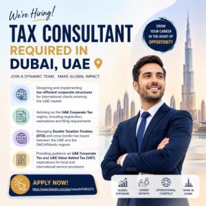 Tax Consultant Required in Dubai