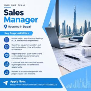 Sales Manager Required in Dubai