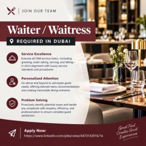 Waiter / Waitress Required in Dubai