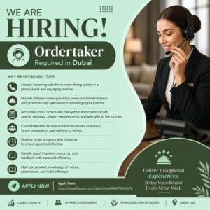 Ordertaker Required in Dubai