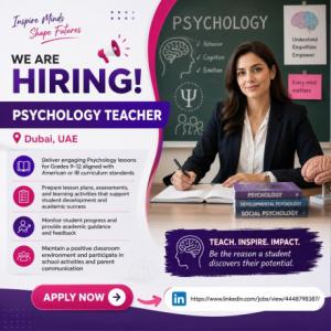 Psychology Teacher Required in Dubai