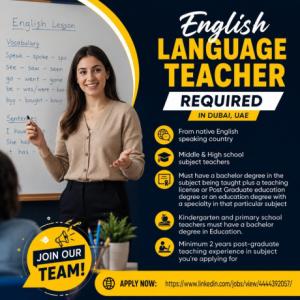 English Language Teacher Required in Dubai