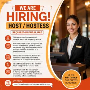Host / Hostess Required in Dubai
