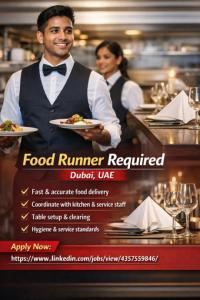 Food Runner Required in Dubai