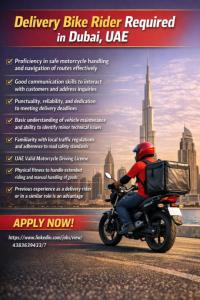 Delivery Bike Rider Required in Dubai