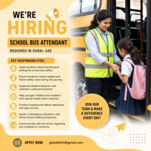School Bus Attendant Required in Dubai