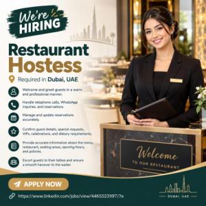 Restaurant Hostess Required in Dubai