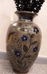 Large antique porcelain Vase hand crafted bird and flower