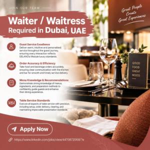 Waiter / Waitress Required in Dubai